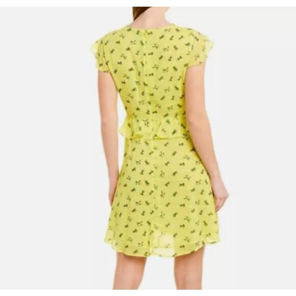NEW CECE Women's Lemon Drop Floral Print Ruffle Mini Dress Size US 6 - Picture 3 of 7